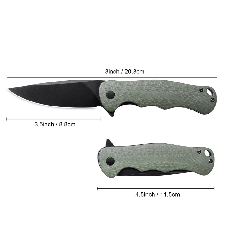 Pince à poche pliante en acier G10 de 3,5 po / lame D2 de 8,8 cm