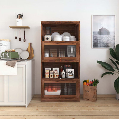 Bibliothèque contemporaine à portes vitrées avec tablettes anti-poussière pour le rangement au bureau et à la maison, armoire basse