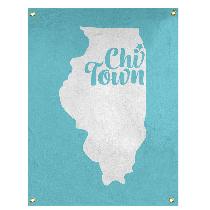 Tapisserie murale chi town illinois, Bleu sarcelle, H 36 po x l 26 po