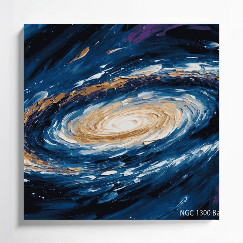 Art mural sur toile, galaxie spirale barrée, H 8 po x l 8 po