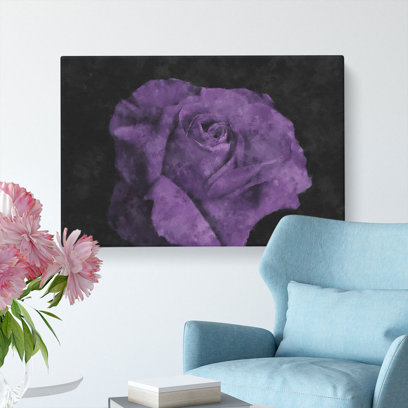 Lone Purple Rose - Wrapped Canvas, 35cm H x 50cm W x 3cm D