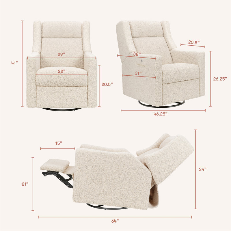 Kiwi Deluxe Power Recliner and Swivel Glider with Heat and Massage, Almond Teddy Loop