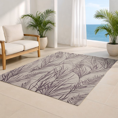 Tapis d'intérieur et d'extérieur gris Botanical