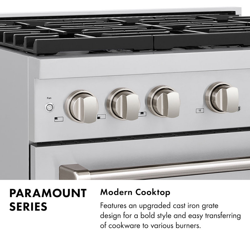 ZLINE 48" Paramount Double Oven Dual Fuel Stainless Steel Range w/ 8 Burner Gas Cooktop (SDR48), Stainless Steel