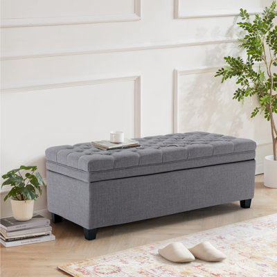 Banc de rangement rembourré en lin 51 po Cassina 