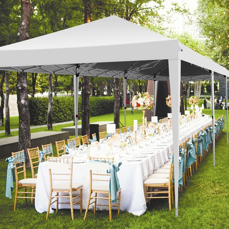 Tente d'auvent 10 x 30 avec 8 parois latérales et tente commerciale instantanée imperméable, Blanc