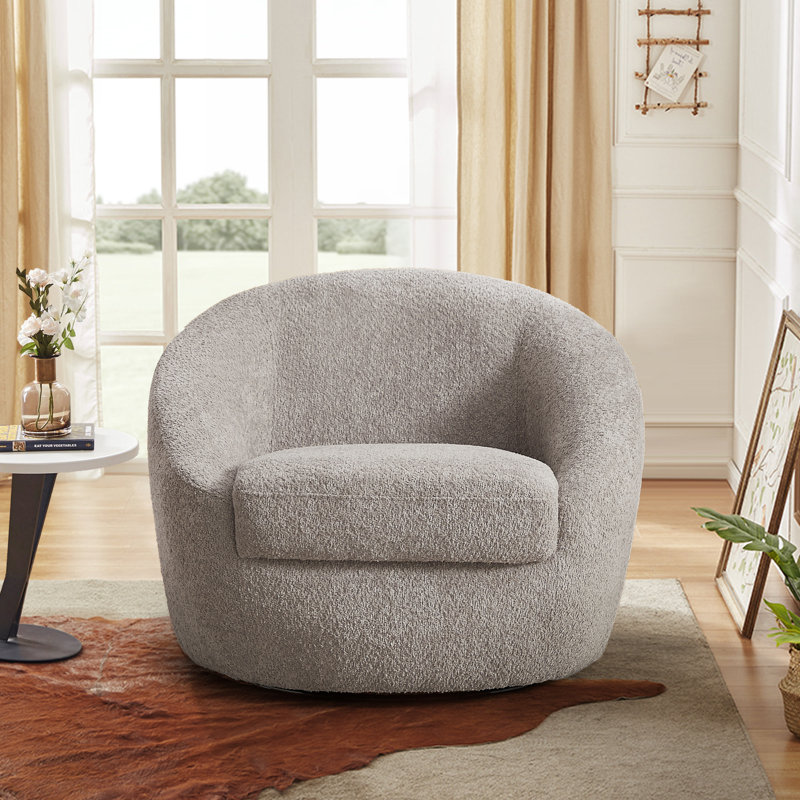 Fauteuil demi-tonneau pivotant de 35,03 po Trentino, Velours gris