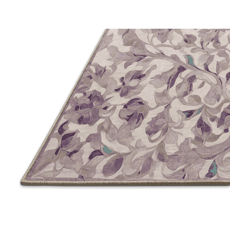 Tapis beige soyeux et moelleux, Rond 4 pi