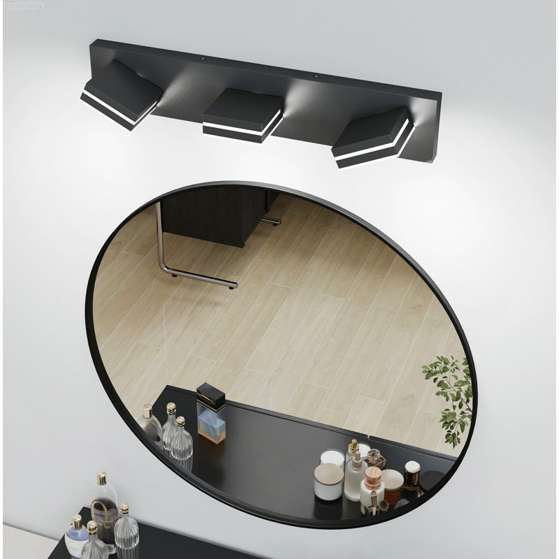 Éclairage pour meuble-lavabo moderne rotatif à 3 lumières DEL avec luminosité réglable noir mat, Noir mat, Métal métal, 3