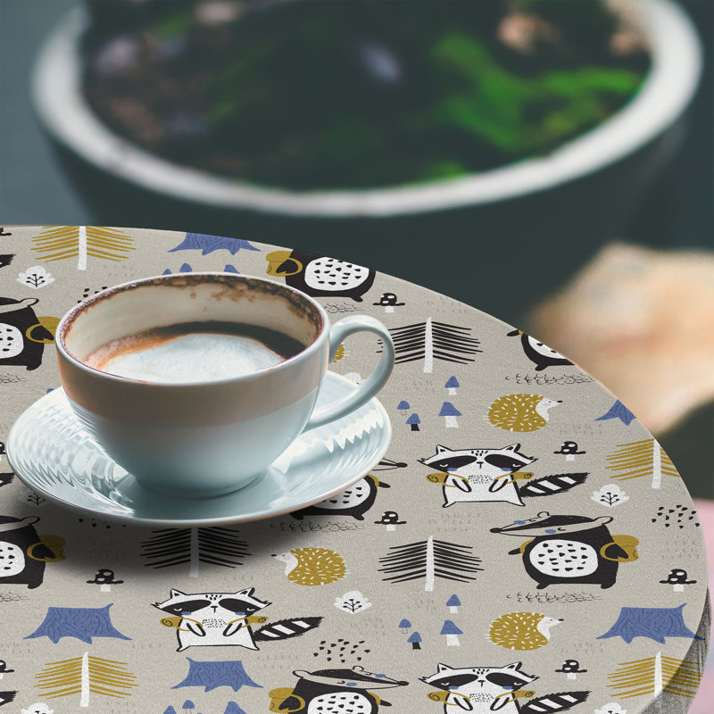 East Urban Home Woodland Fitted Round Tablecloth Multicolor 114385, 64.17'' Round