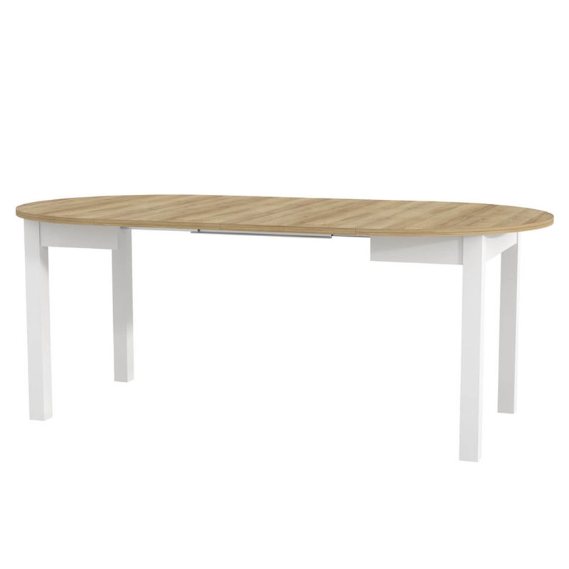 Homou 105-240 cm Extendable Dining Table, Riviera Oak, White Matt