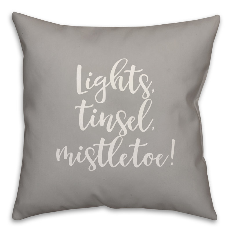  Coussin décoratif Lights, Tinsel, Mistletoe, Gris, Housse de coussin