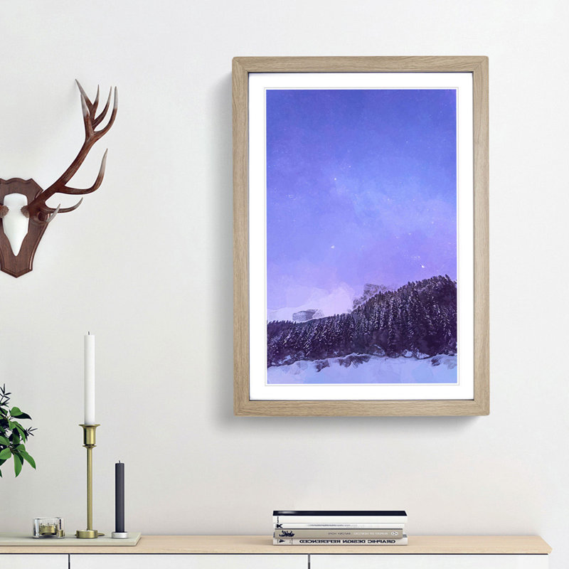 Forest Beneath the Stars in Abstract - Picture Frame Graphic Art Print, 48cm H x 36cm W x 2cm D, Oak Framed