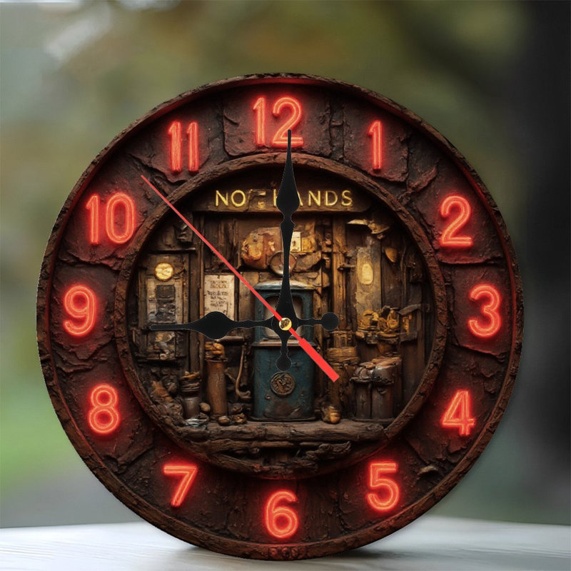 Horloge sans aiguilles avec pompe à essence rétro