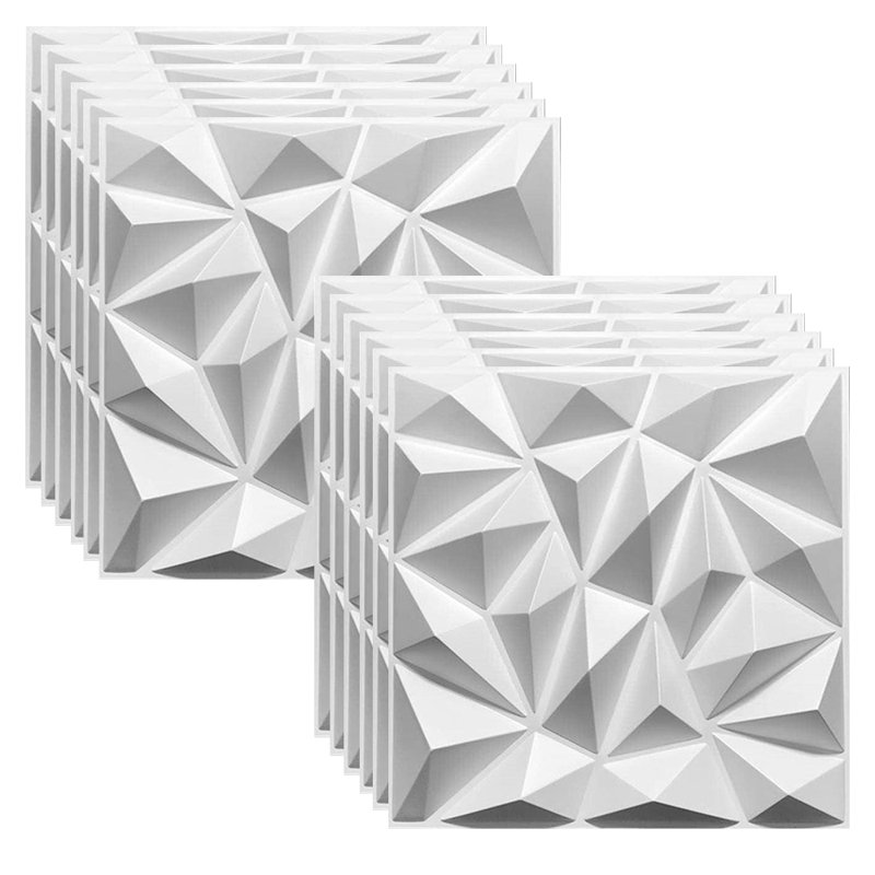 3D Wall Panels, Modern Diamond Textured Accent Paneling, for Interior Decor, for Living Room Kitchen Bedroom Hotel Office, 11.8"x11.8"(D094, White)