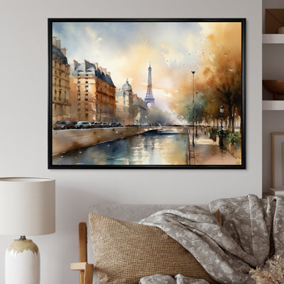 «Beautiful Pastel Paris Scenery», art mural sur toile Paris