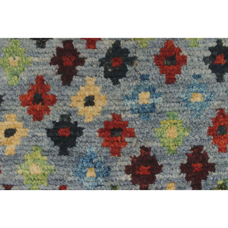 Tapis de zone en laine 3 pi 11 po x 6 pi noué la à la main one-of-kind Applewhite