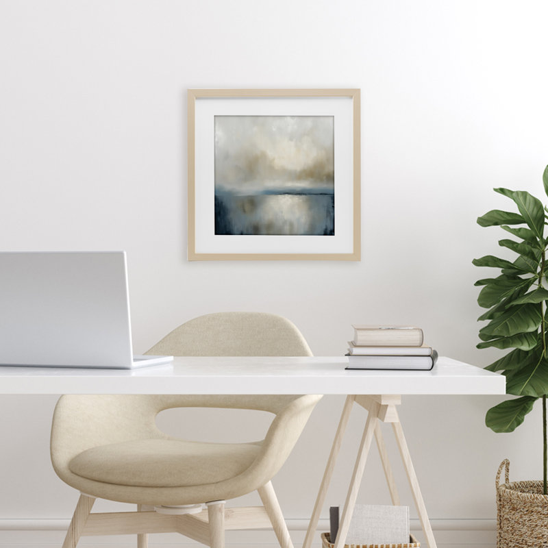 «Two Times Blue Abstraction», reproduction sous verre encadrée, design par Annabelle Hall, H 16 po x l 16 po