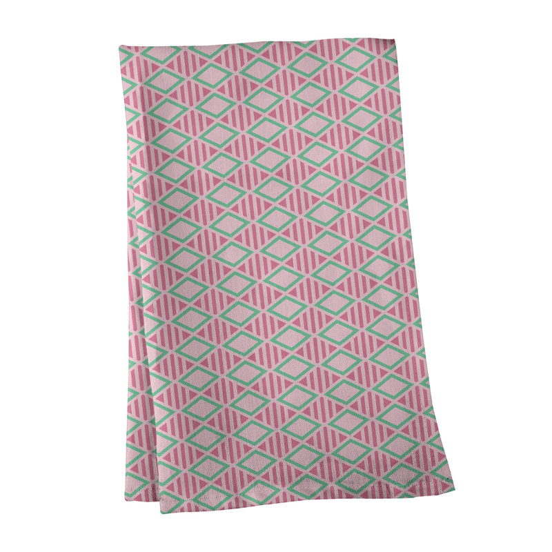 Tea Towel Kitchen Towel, Poly Twill, Purple/Mint