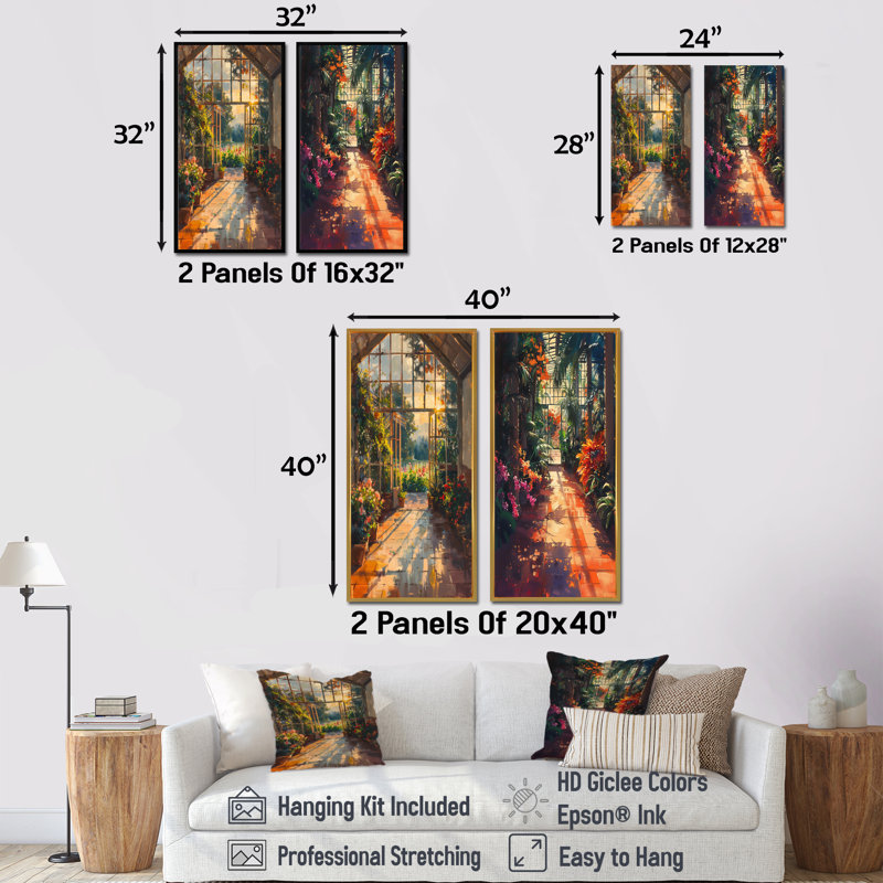 Binford - Ensemble d'art mural de serre 2 pièces, Toile tendue, H 28 po x l 24 po