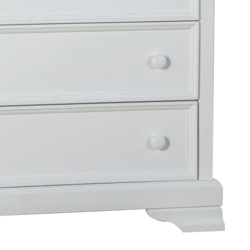 Commode haute Toli, 5 tiroirs avec boutons ronds, bois franc massif