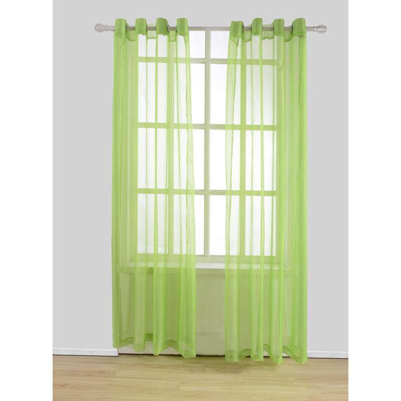 Sheer Curtain Single Panel, Lime