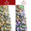 6.5ft Pre-Lit Snow Flocked Pencil Christmas Tree with Multi-Colour LED Lights - Slim Artificial Xmas Tree for Space-Saving Holiday Decor