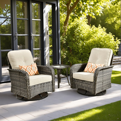 Jordanlee Rocking Swivel Patio Chair With Cushions With Side Table by Winston Porter