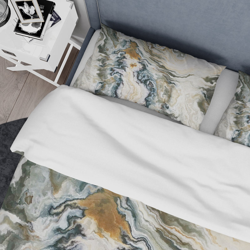 Abstract Duvet Cover Set - Designart Onyx Detail Composition, Twin Duvet Cover + 1 Sham