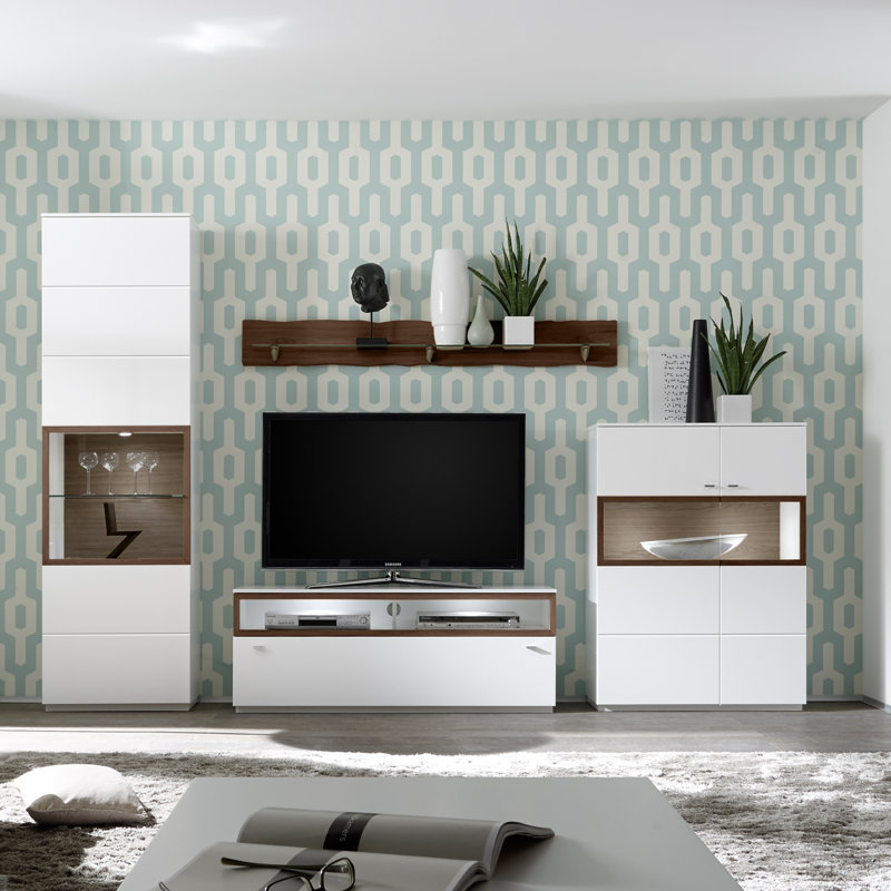 Mustafa TV Stand for TVs up to 88", Walnut colour, Without a light