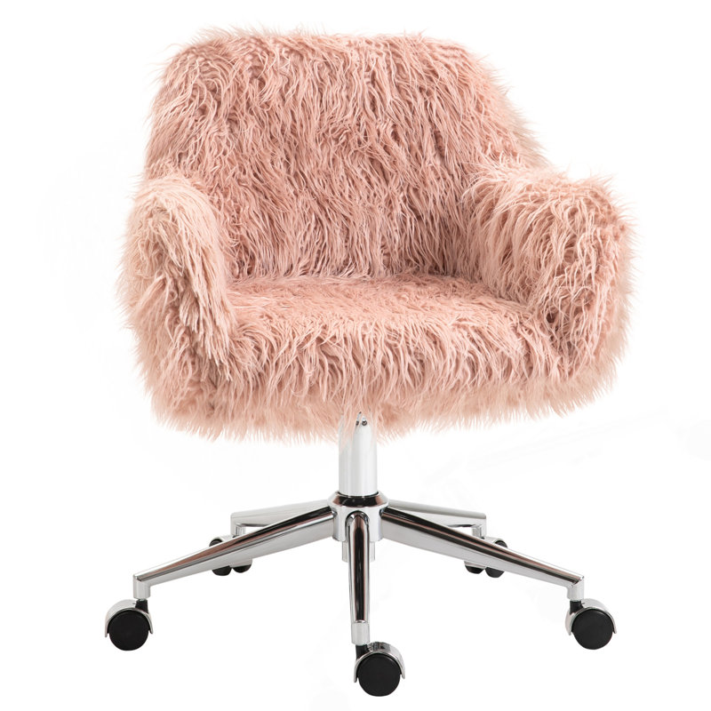 Chaise de coiffeuse en fausse fourrure pivotante Vinsetto