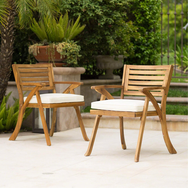 Ensemble de chaises de salle à manger d'extérieur en bois durable avec coussins confortables