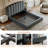 Velvet Upholstered Platform Bed With Scalloped Wavy Headboard, No Box Spring Required-808809414-808809415