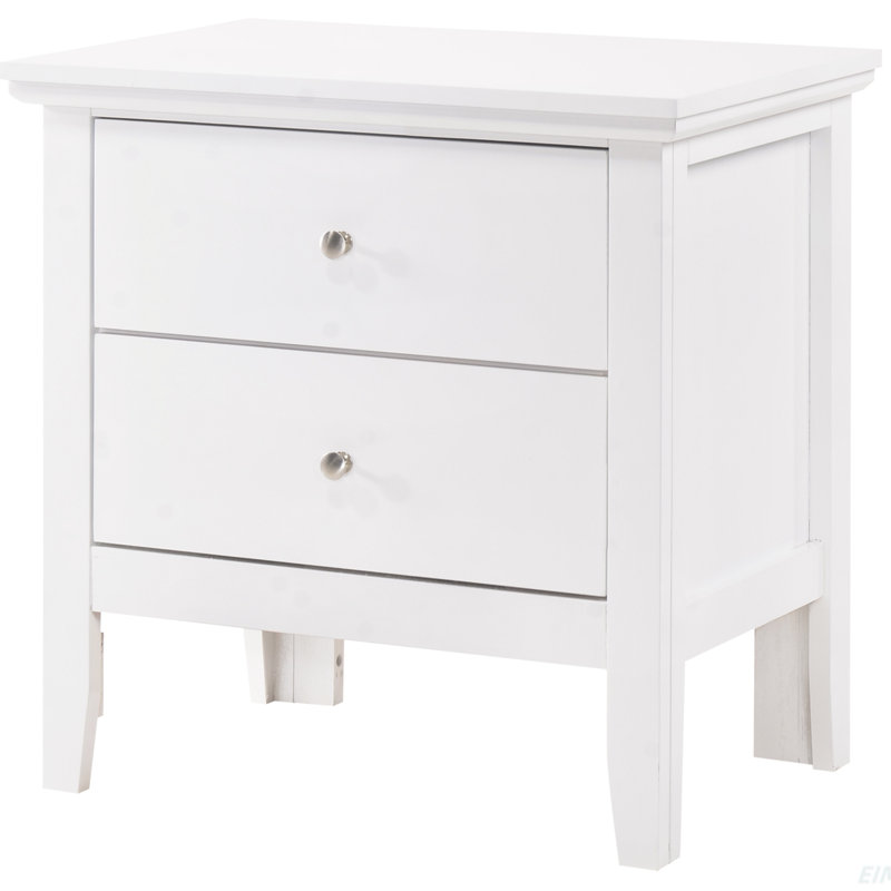 Table de chevet transitionnelle blanche élégante