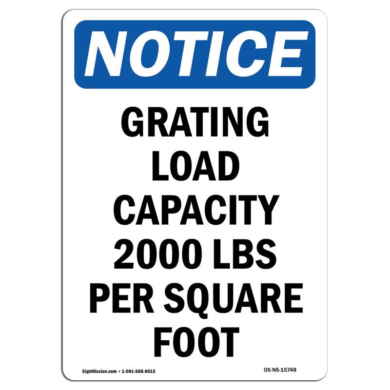 Grating Load Capacity 2000 Sign