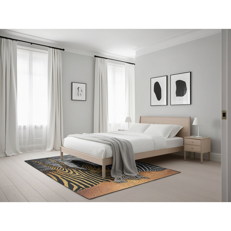 Tapis orange / noir, Rectangle 5 pi x 7 pi