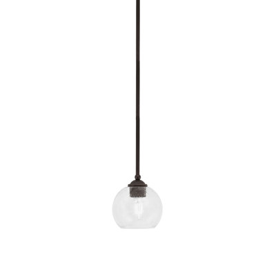 Mini-luminaire suspendu suspendu Zilo, fini granit foncé avec verre de 5,75 po