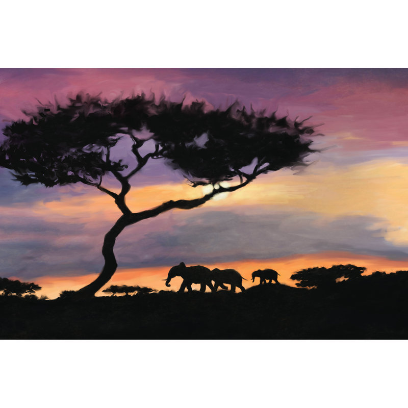 African Sunset - Wrapped Canvas Painting, 61cm H x 91cm W x 3.8cm D