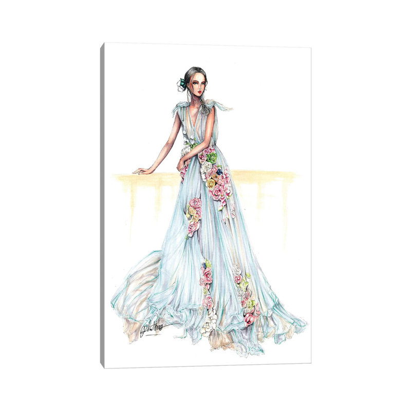 Robe fleurie haute couture, H 26 po x l 18 po x 1,5 po