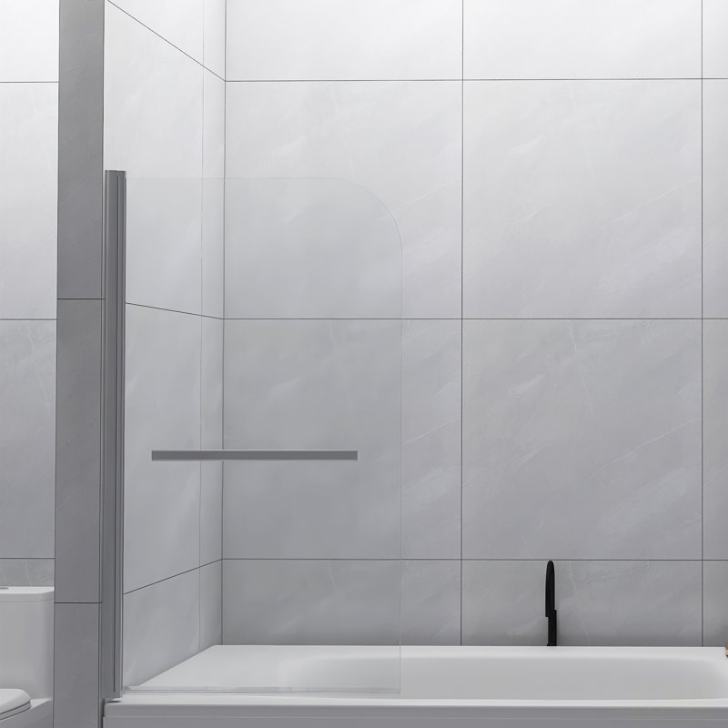 Porte de douche sans cadre avec verre trempé de 0,24 po et pivotant à 180 degrés, facile à installer et à l'épreuve de la rouille