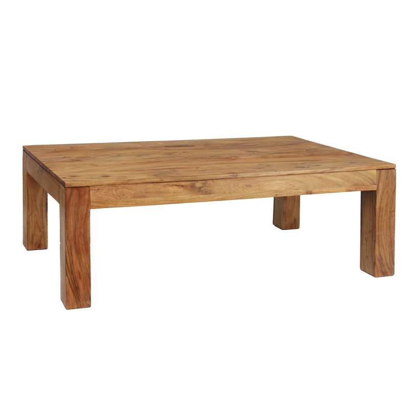 Plumville Solid Wood Four Leg Coffee Table, Light Wood