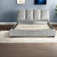Grand lit tapissier, cadre en panneau de fibres à densité moyenne gris, chambre moderne