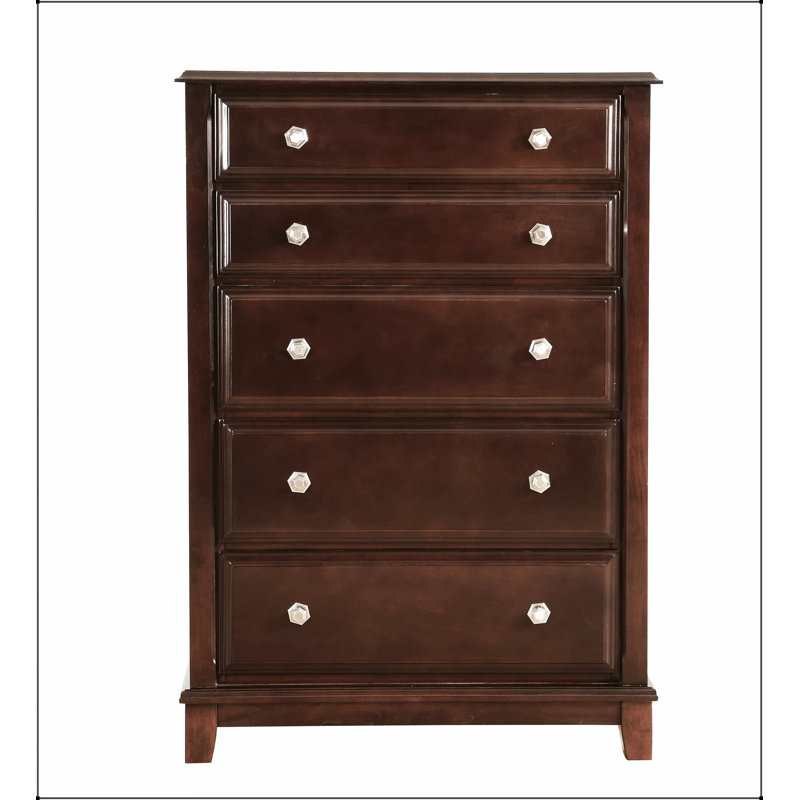 Commode Ashford G9800-CH, finition cappuccino durable et élégante pour les chambres modernes avec tiroirs robustes en queue d'aronde