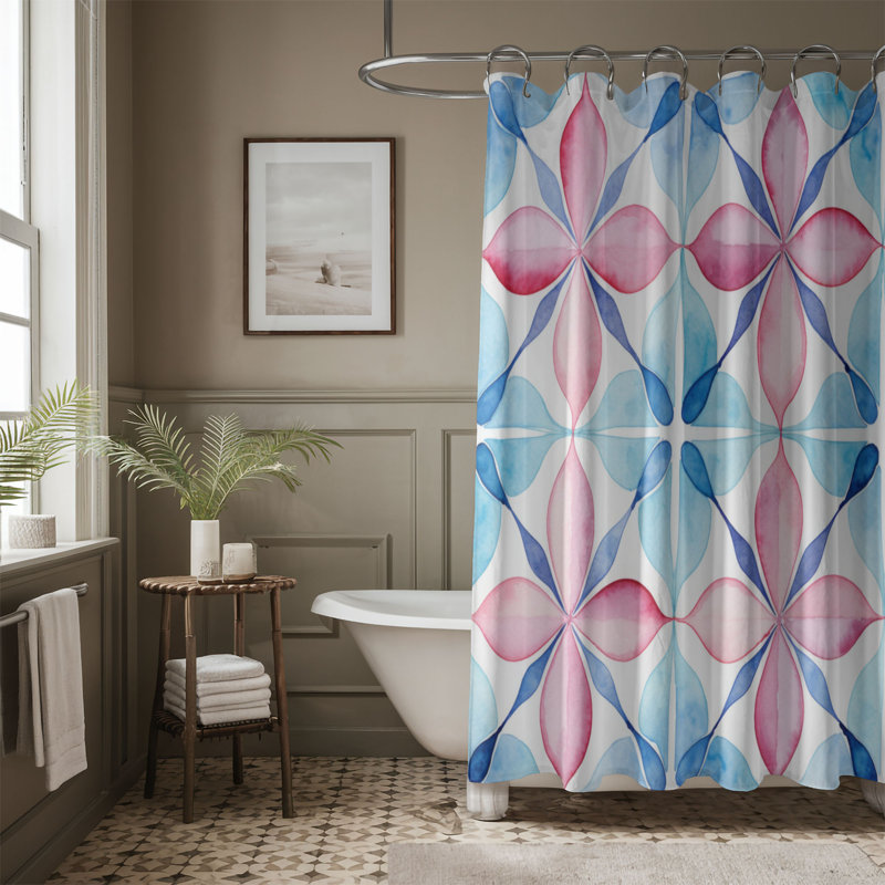 Calm Geometric Textiles - Premium Shower Curtain, 74"H x 71"W