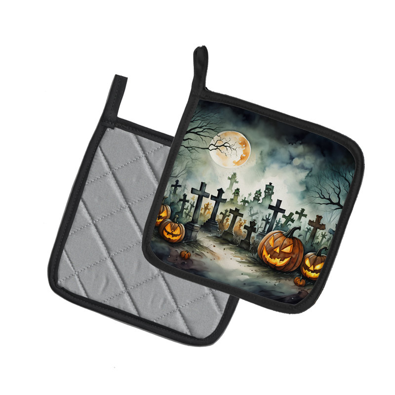 Paire de porte-casseroles Graveyard Spooky Halloween