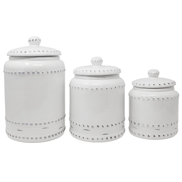 Modern Market Canister Sets for Kitchen Counter, Vintage Kitchen Canisters,  Country Rustic Farmhouse Decor for the Kitchen, Coffee Tea Sugar Flour  Farmhouse Kitchen Decor, Metal, Speckle Set of 3 