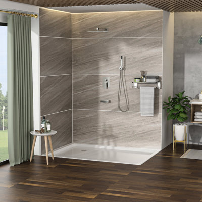 Shower System With Waterfall Tub Spout - 12 Inch Square Rainfall Head, Handheld, Oil Rubber Bronze, -Balanced Valve Wall Mounted Rain , Valve, Mounted, Easy Installation, Adjustable Water Flow