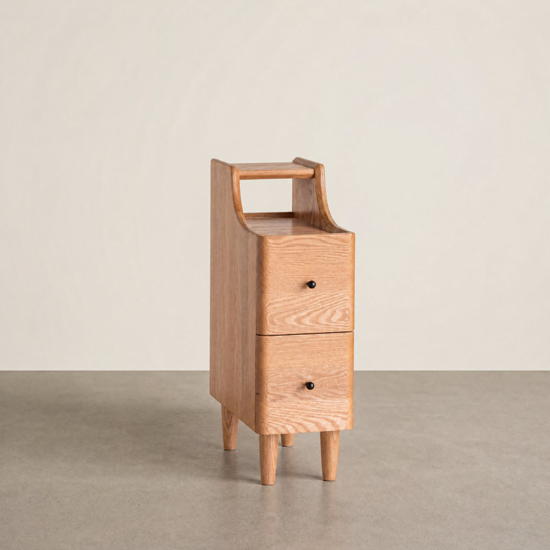 Tables de chevet étroites en chêne massif, H 24,41 po x l 15,75 po x P 7,87 po, Singluar