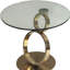  Table de bout contemporaine à piédestal en verre transparent et doré 21 po Contemporary