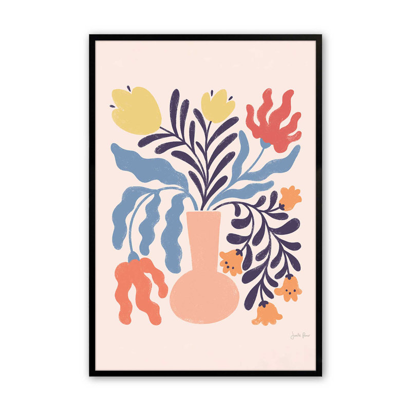 «Playful Garden Vase I», Cadre noir satiné, H 17 po x l 13 po